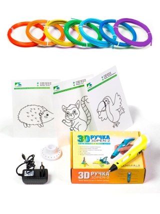 3D ручка 3D Pen 2 желтая с набором дополнительного пластика