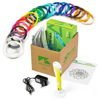 3D ручка 3D Pen PRO желтая с набором дополнительного пластика 15 цветов