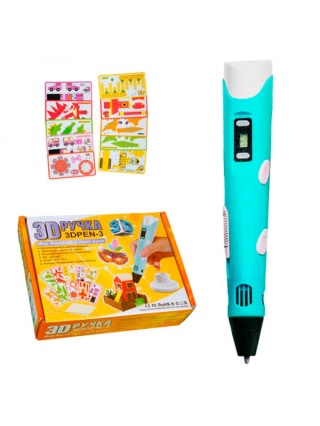 3D ручка 3D Pen 3 голубая c набором биоразлагаемого пластика
