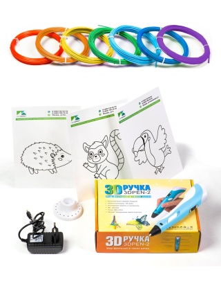 3D ручка 3D Pen 2 голубая с набором дополнительного пластика