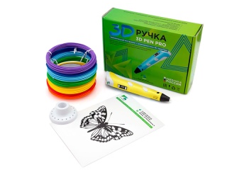 3D ручка 3D Pen PRO желтая с набором дополнительного пластика 7 цветов