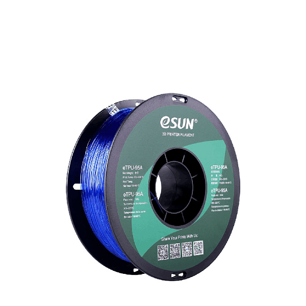 Пластик для 3D печати eSUN eTPU-95A - Эластичная нить TPU, 1кг, синий прозрачный