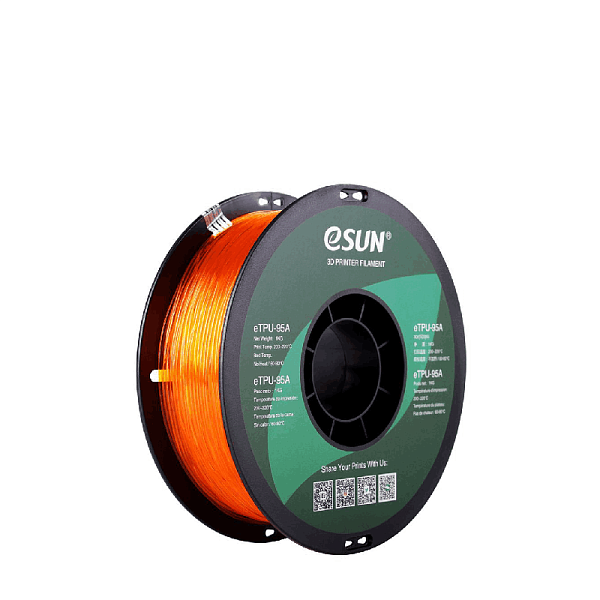 Пластик для 3D печати eSUN eTPU-95A - Эластичная нить TPU, 1кг, оранжевый прозрачный